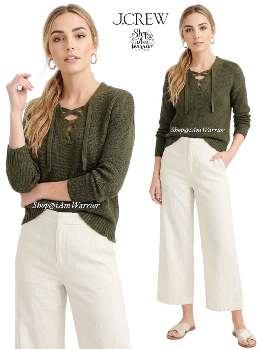 J.Crew lace-up pullover in seaweed green *shop@iamwarrior